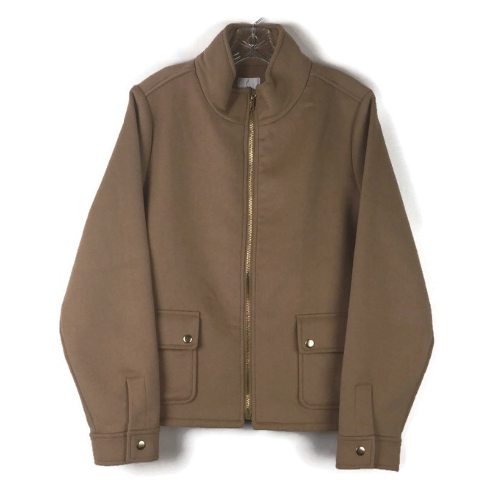 Joie Wool Blend Zip Jacket with Standup Collar in Camel Tan